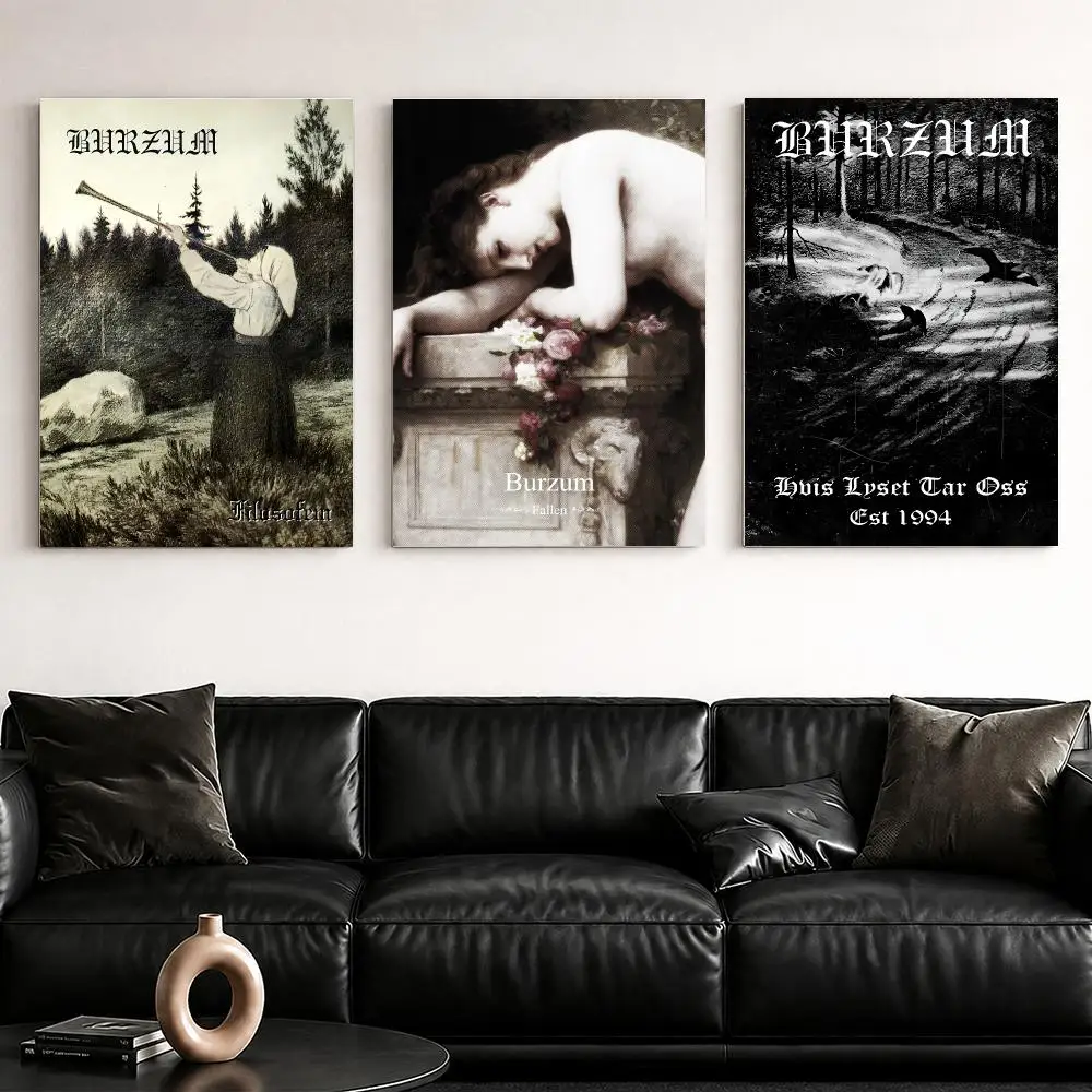 Singer Album B-Burzum Framed Wall Painting Ready to Hang Canvas Poster for Bedroom Living Room Hallway Home Decor Gift