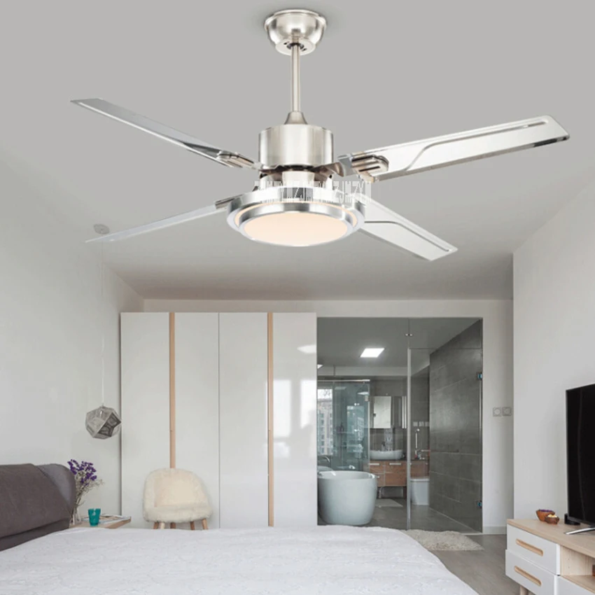 มาใหม่ล่าสุดพัดลมเพดานสไตล์ยุโรปโบราณแบบเรียบง่ายทันสมัยพัดลมห้องนอน LED โคมไฟระย้าพัดลมร้านอาหารพัดลม48-FXB244 24W 220V/110V