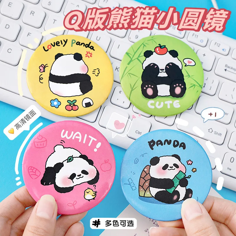 20 قطعة كارتون Kawaii الباندا المحمولة البسيطة ماكياج جيب مرآة معدنية مستديرة ، حلوة للنساء ، فتاة ، بالجملة ، هدية لطيفة