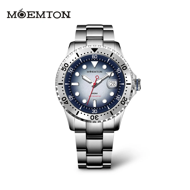 MOEMTON Original  Men\'s mechanical watch Sapphire glass  watch10bar 100M waterproof sports diving watch  Luxury  Stainless steel