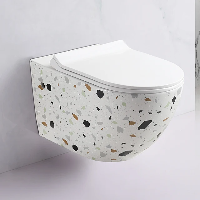 Design Bathroom Flush P Trap Ceramic Marble Wall Mounted Wc Toilet Manufacturers