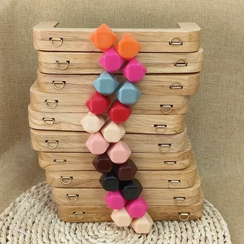 DIY 수제 액세서리 20cm 나무 핸드백 핸들 프레임 다채로운 키스 걸쇠 캔디 수지 걸쇠 지갑 프레임 바느질 가방