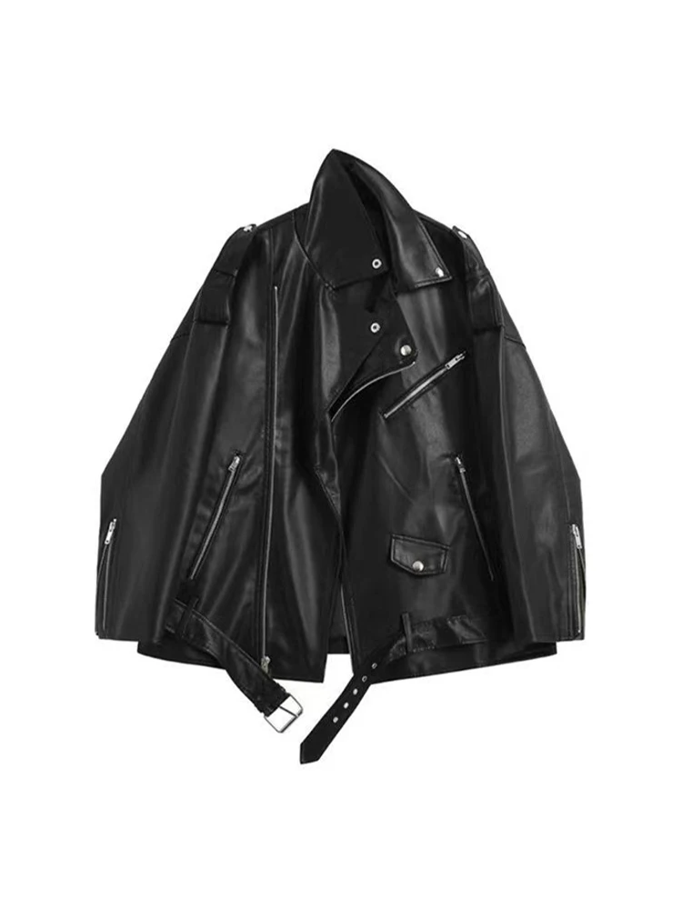 Leren jas dames herfst 2026 nieuwe high-end motorjas met revers PU leren jas Spicy Girl