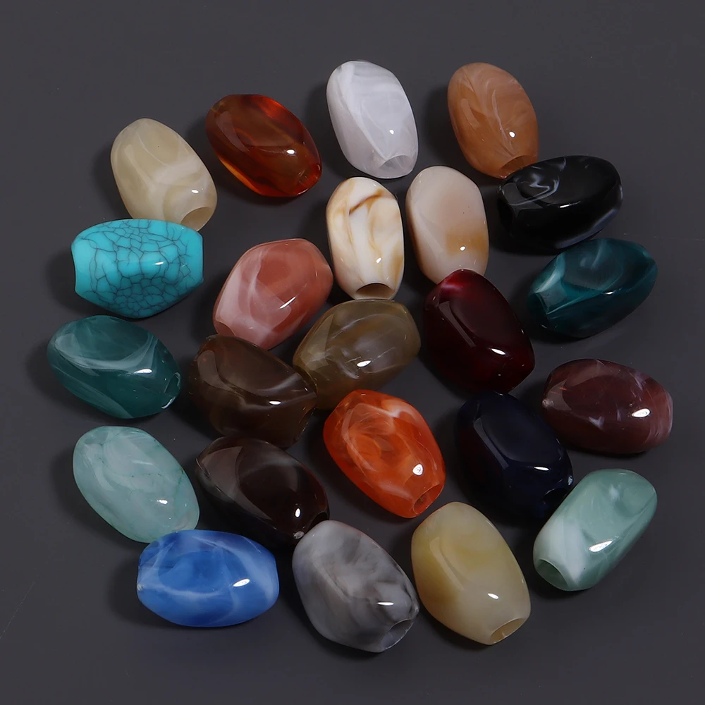30 Stück 12x19mm zweifarbige unregelmäßige Acrylperlen mit großem Loch, lose Abstandsperlen für die Schmuckherstellung, Armband, Halskette, Zubehör – Detail 8