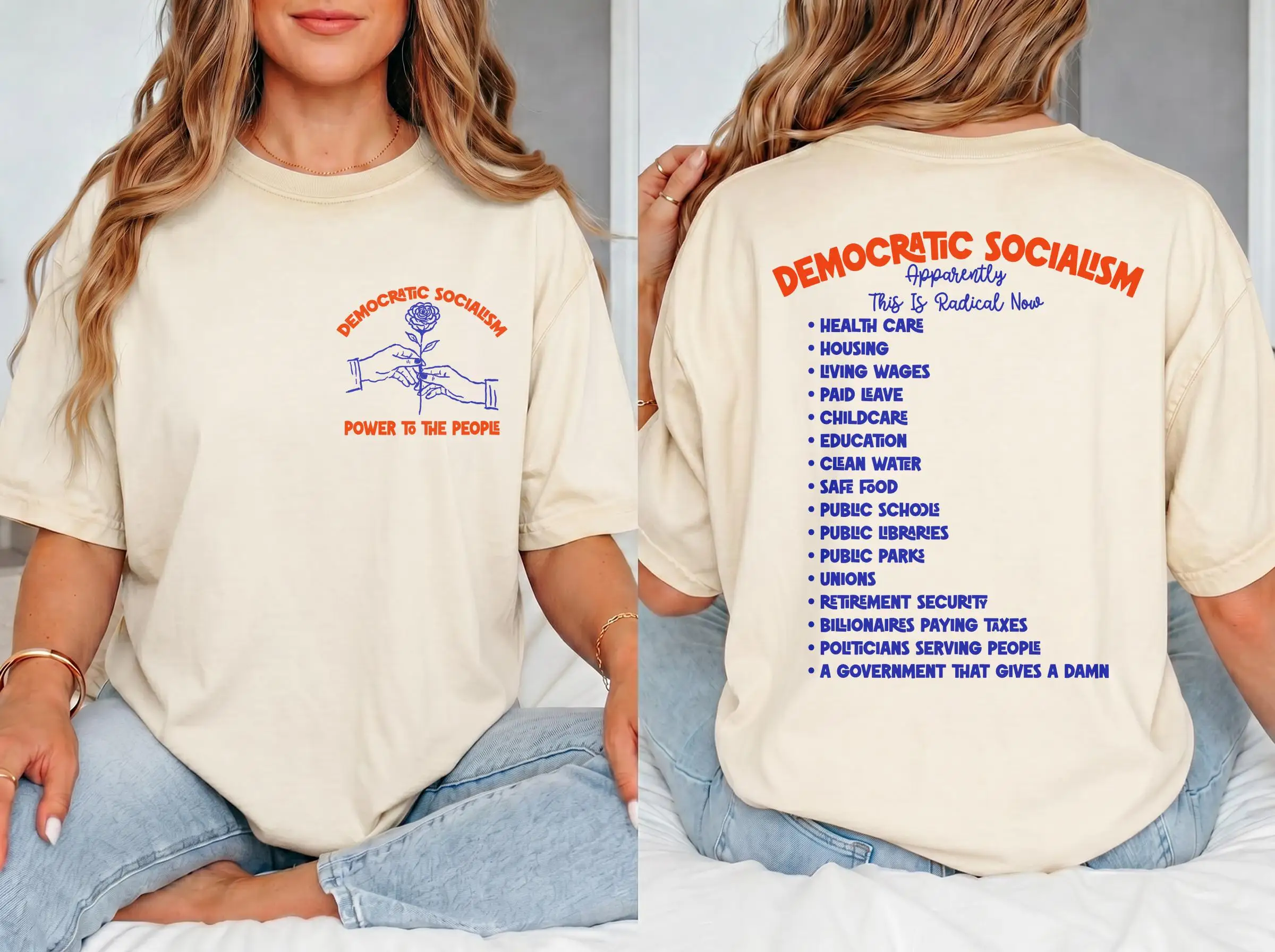 Democratic Socialism Rose T-Shirt, Power To The People Tee, Progressive Values Activist Gift Unisex Shirt