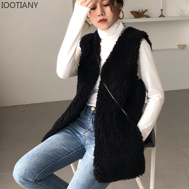 IOOTIany-Casaco de pele sintética para mulheres, jaqueta curta, colete feminino, tendência da moda outono, novo