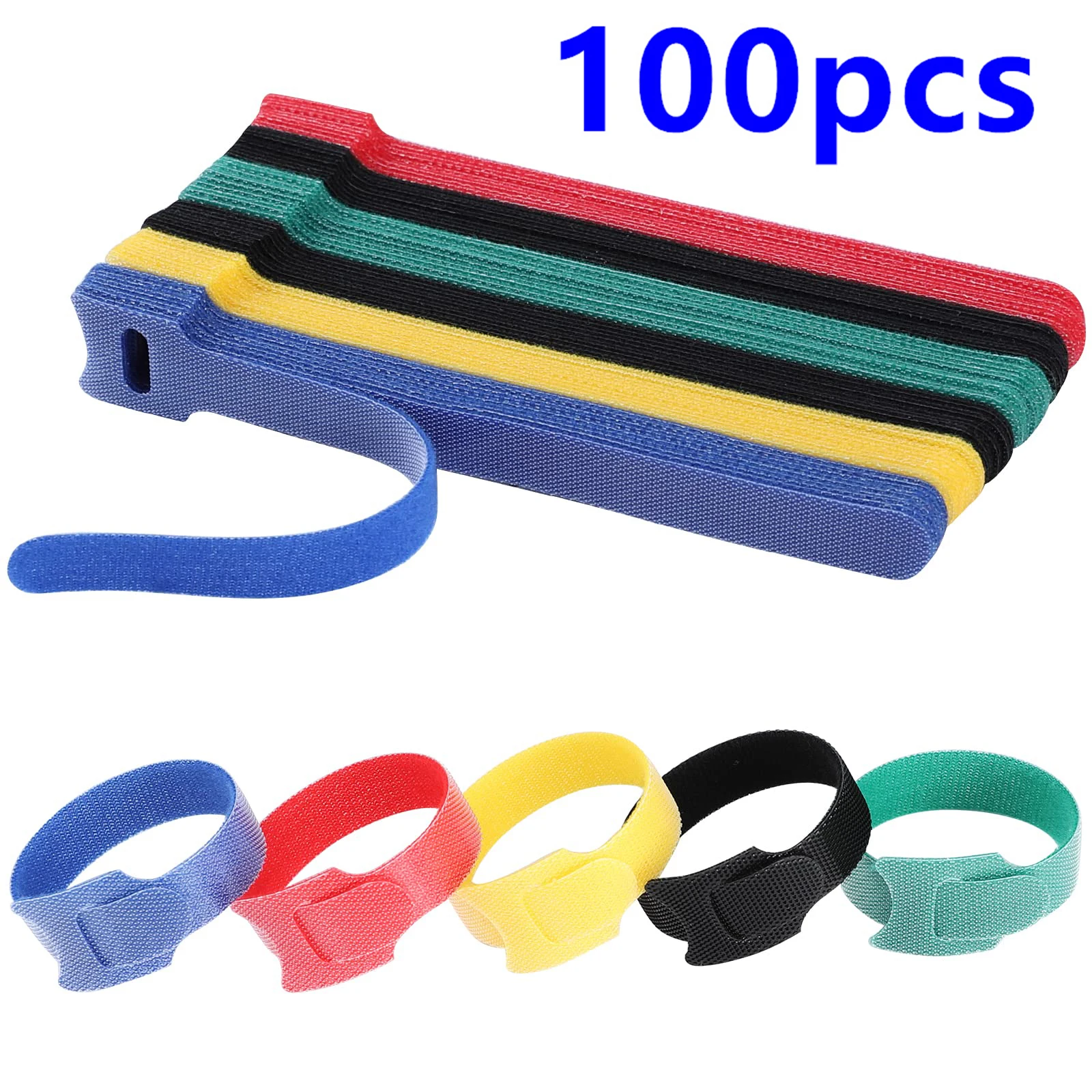 100pcs/50pcs Releasable Cable Ties Colored Plastics Reusable Cable Ties Nylon Loop Wrap Zip Bundle Ties T-type Cable Tie Wire AA