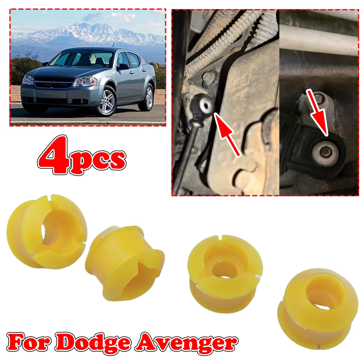 

4x Shift Cable Bushing For Dodge Avenger 2008- 2013 2014Shifting Fix Gear Selector Change Lever Linkage End Pivot Grommet Trans