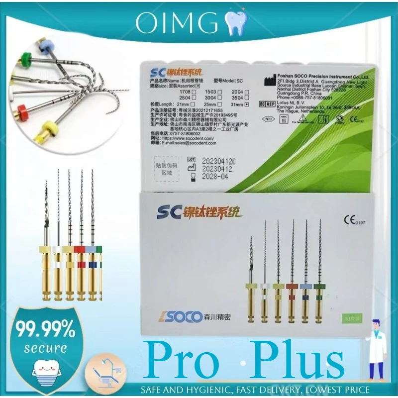 

SOCO 6PCS/BOX 25mm SC-Pro Dental Files Root Canal Use Rotary Heat Activated Endodontic Files Rotating File Dentistry