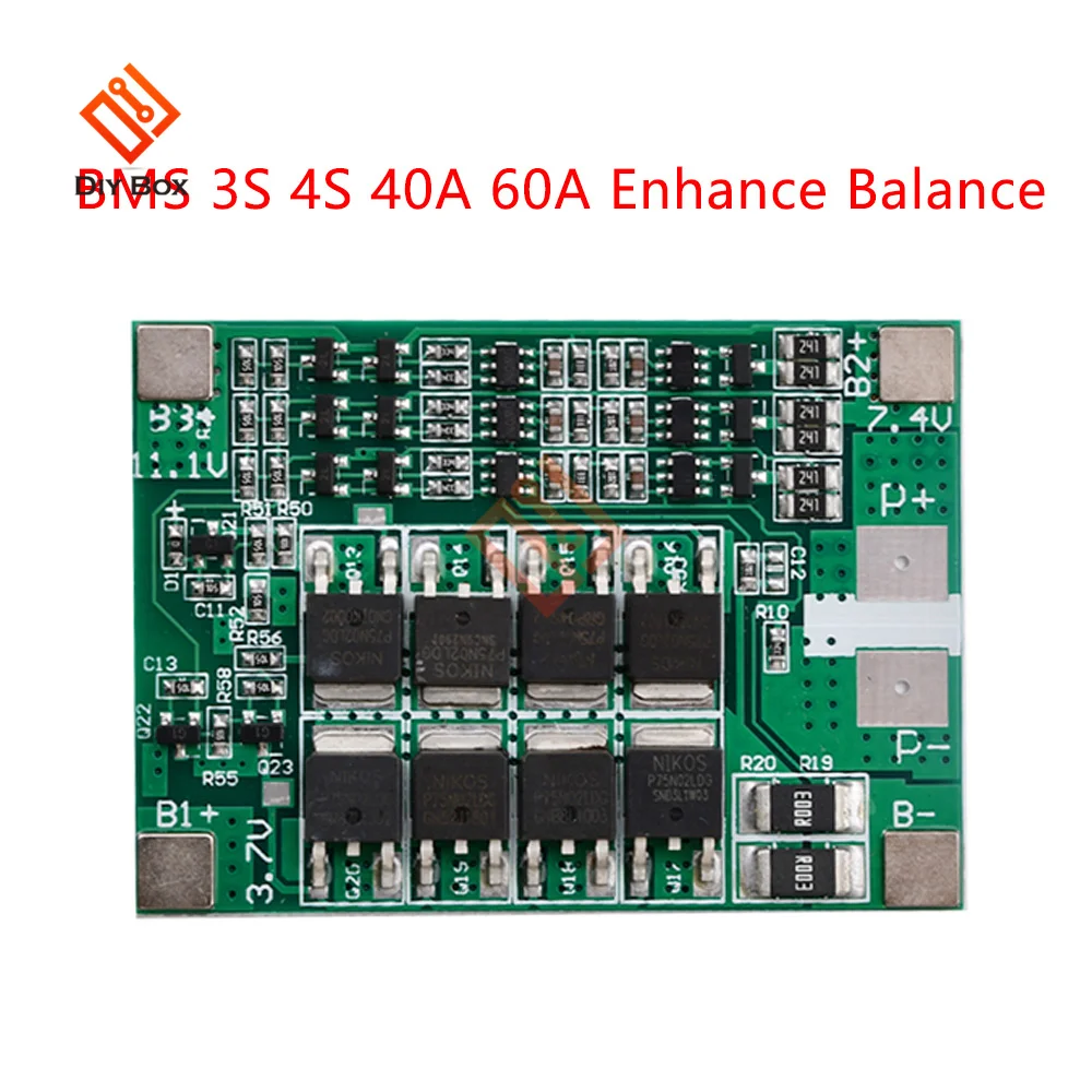 BMS 3S 4S 25A 30A 40A 60A 18650 akumulator litowo-jonowy ładowarka akumulatorów litowych moduł pcb płyta ochronna 11.1/12.6/14.8/16.8V