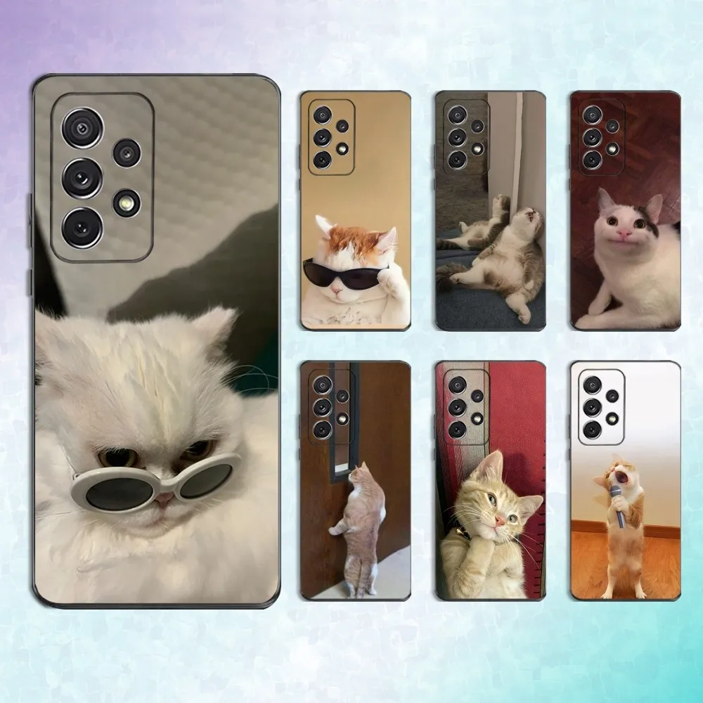 

Pet Cat Funny Memes Phone Case For Samsung S25,S24,S23,S22,S21,S20,S10,Ultra,Plus,Lite,FE,Soft Silicone Black Cover