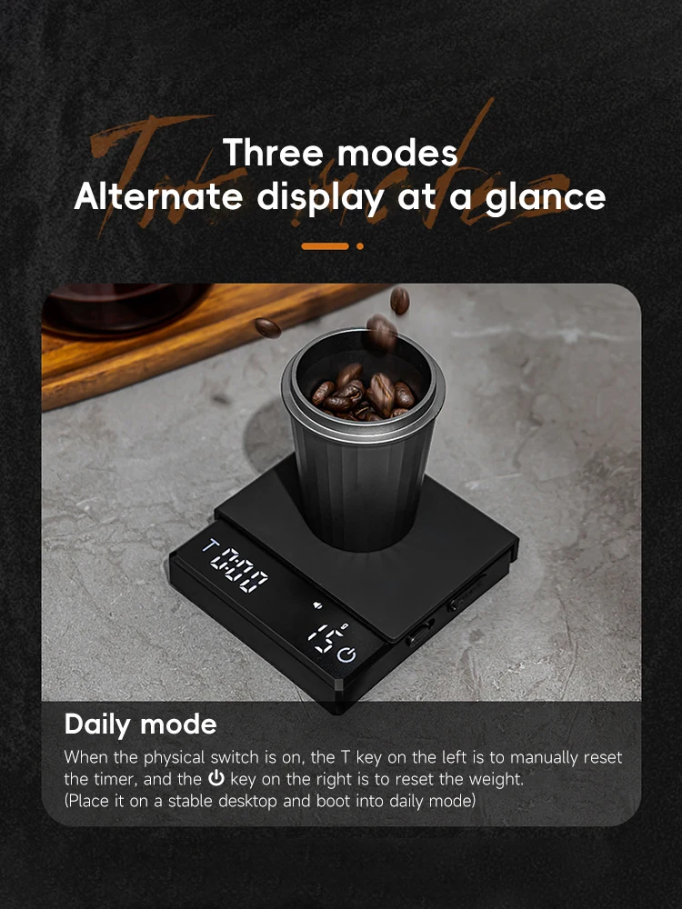 Tiny Espresso Coffee Kitchen Scale Mini Smart Timer USB 2kg/0.1g g/oz/ml Pad Man Woman Gift digital weight scale