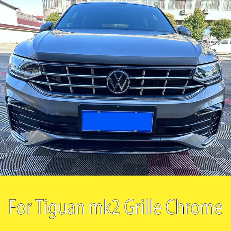 

For VW Tiguan Mk2 Grille Chrome Car Sticker 2021 2022 2023 2024 New Tiguan mk2 Front Crille Chrome Decorative Strip Accessory