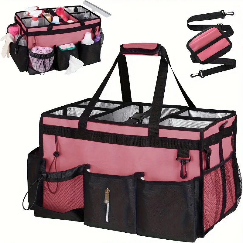 

Extra Large Cleaning Caddy Bag With Detachable Divider, Cleaning Caddy For Cleaning Supplies