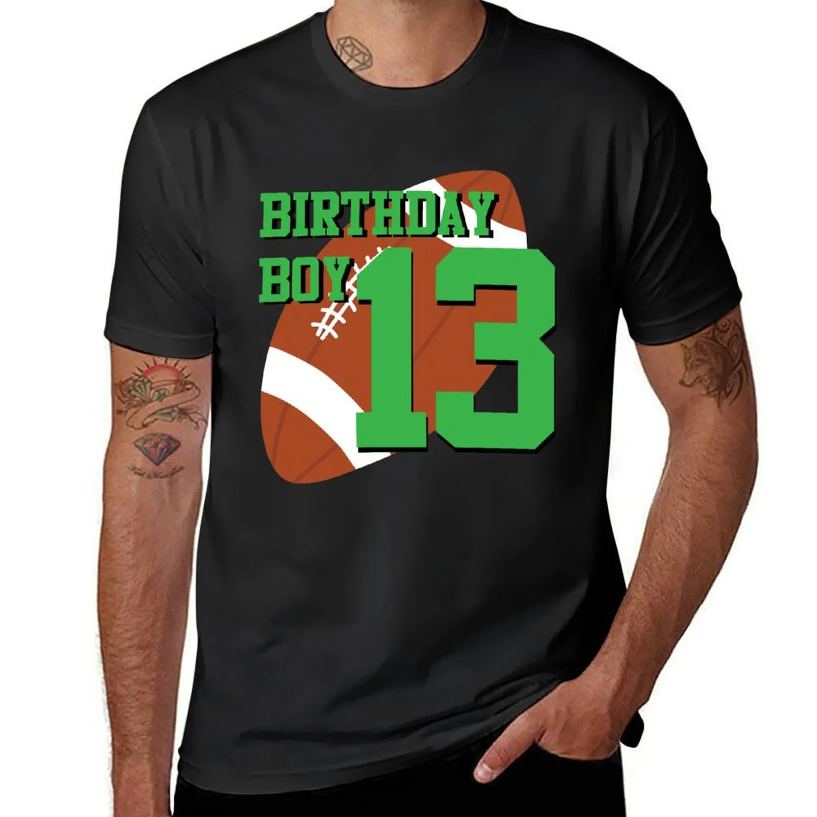 13th Birthday Football Boy Art 13 year old Field Players T-Shirt sports fans blanks Short sleeve tee men