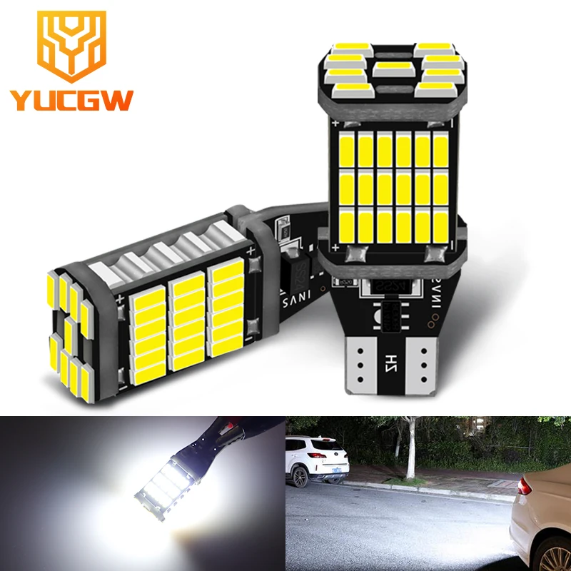 2/6PCS T15 LED Bulbs Reversing Light White W16W 921 912 T16 T10 902 1200LM High Power 45pcs 4014SMD for Car Replace Super Bright