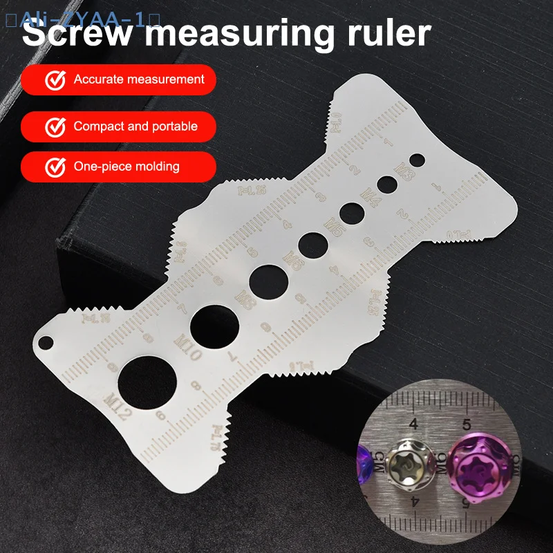 【ZYAA-1】1/2 Pcs Stainless Steel Thread Checker Screw Measurement Ruler Metric Caliper Gauge Tool