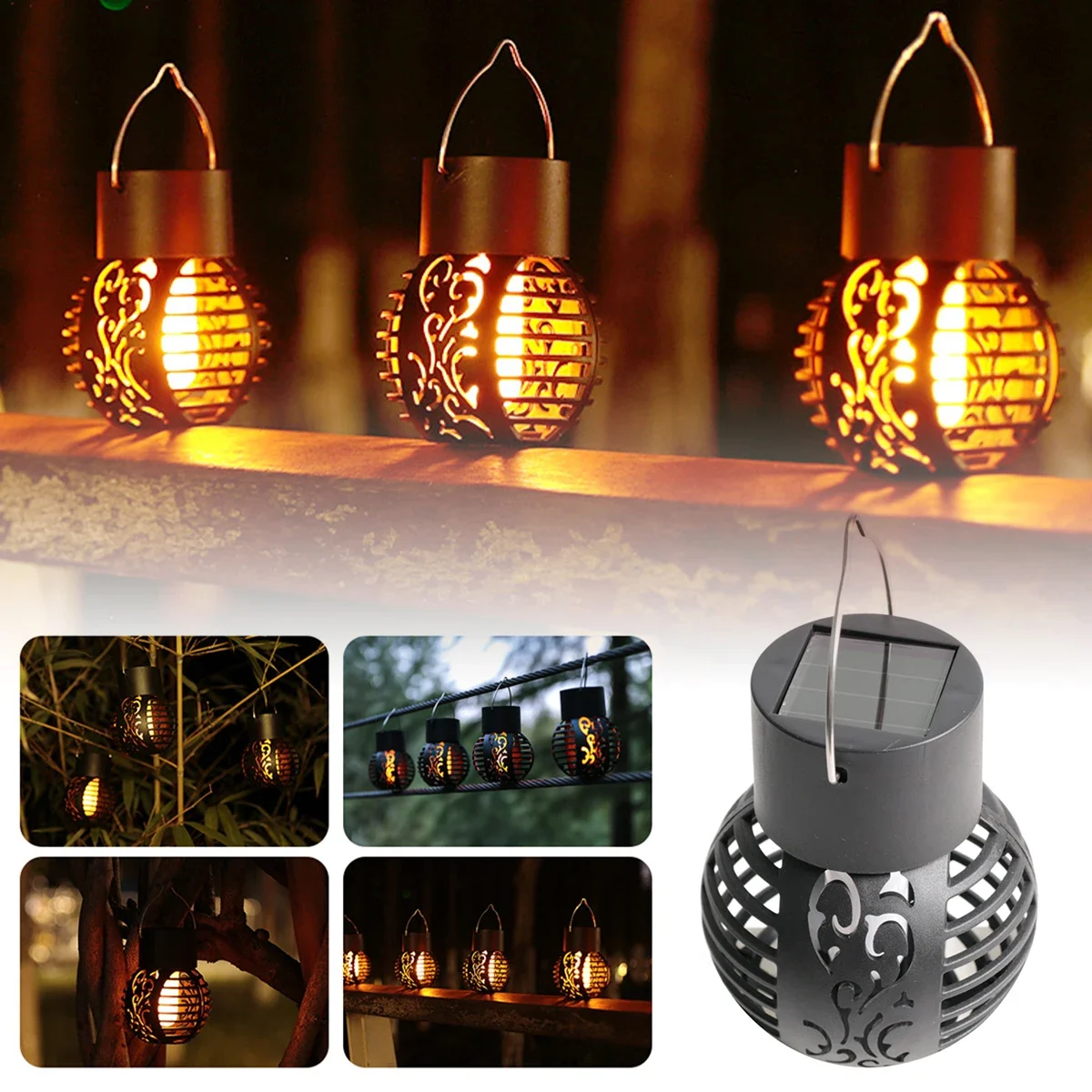Outdoor Solar Lights Retro Lantern Lantern Lights Hanging Flame Lamp Landscape Lighting Floor Lights Spotlight Home Garden Decor