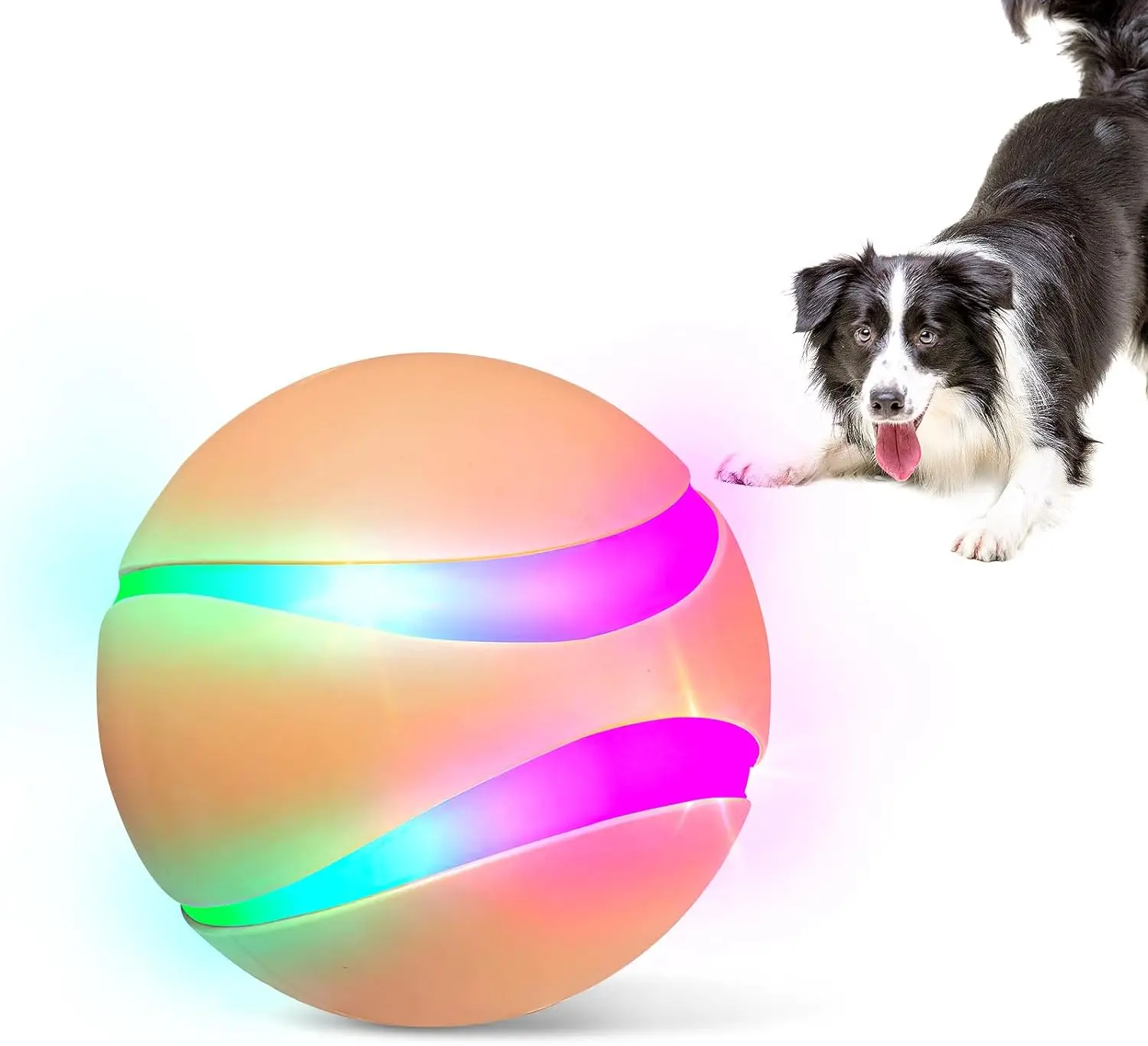 Dog Toys Dog Ball, Peppy Pet Ball for Dog, Durable Motion Activated Automatic Rolling Ball Toys Flash Lights for Puppy Dogs