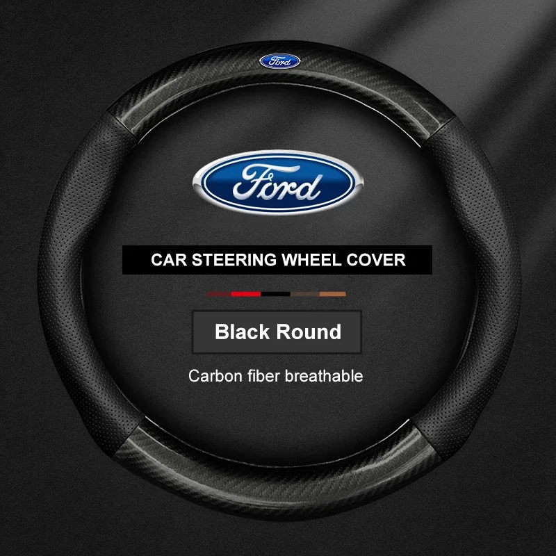 

Car Carbon Fiber Ventilate Steering Wheel Cover Ford ST Mondeo F150 Fusion Mustang EXPLORER ESCAPE EDGE Fiesta Focus Kuga Ranger