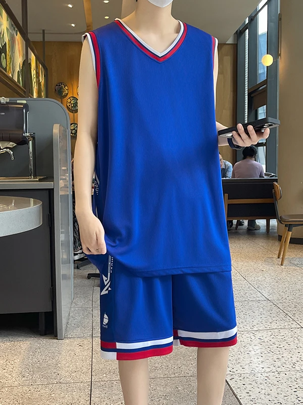 

Мужской комплект для баскетбола: майка из ледяного шелка и шорты для бега, фитнеса, тренировок, быстросохнущая летняя спортивная одежда для отдыха