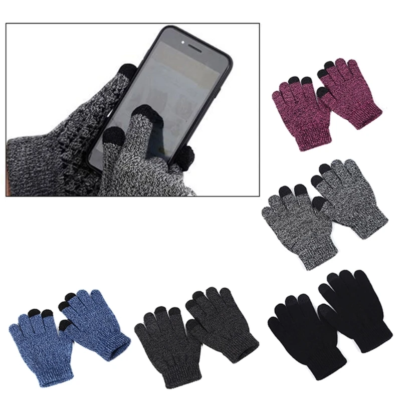 Kid Touchscreenes Gloves Soft & Breathable Winter Warm Mittens Solid Knit Gloves Non slip touches screen gloves for kids