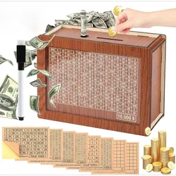 2025 Euro Saving Money Box Piggy Bank Cash Wooden Savings Challenge Box with Money Target Numbers Tirelire Alcancia Spaarpot