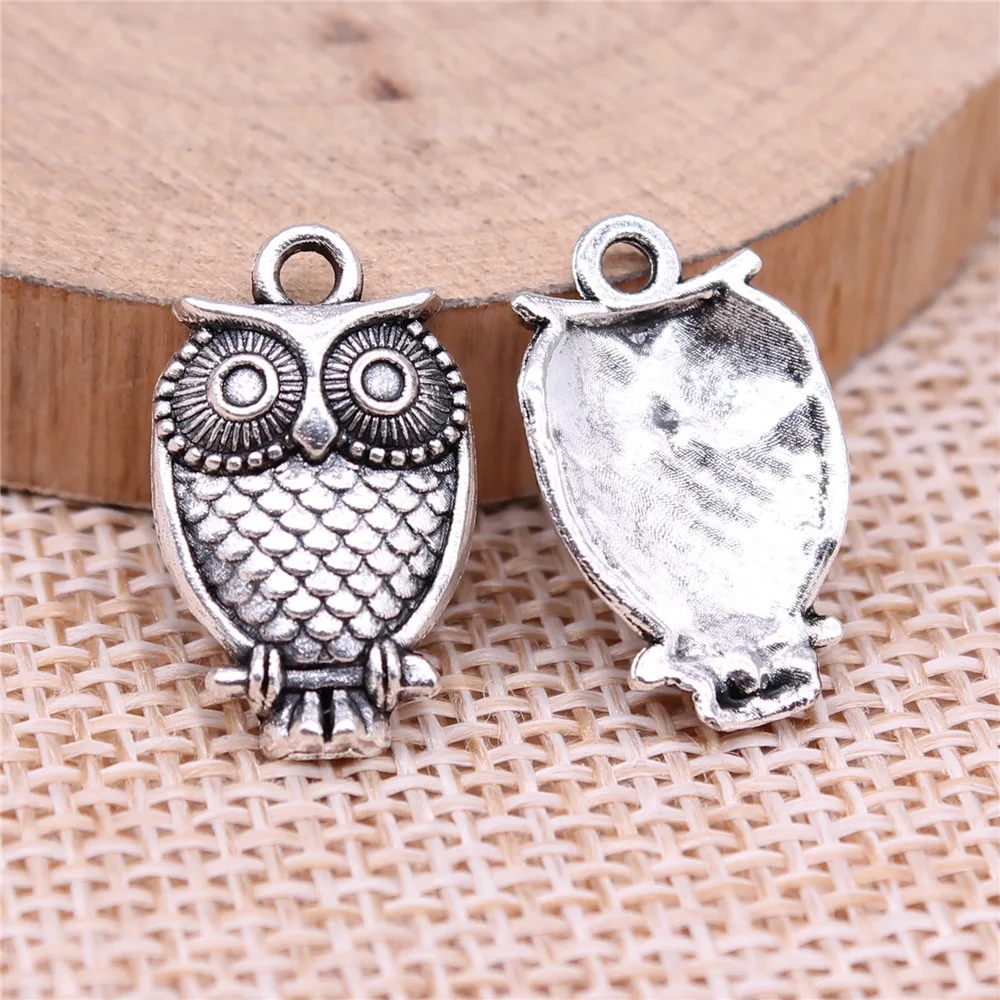 WYSIWYG 20pcs 19x11mm Antique Silver Color Owl Charms Pendant For DIY Jewelry Making Handmade Jewelry Craft Findings