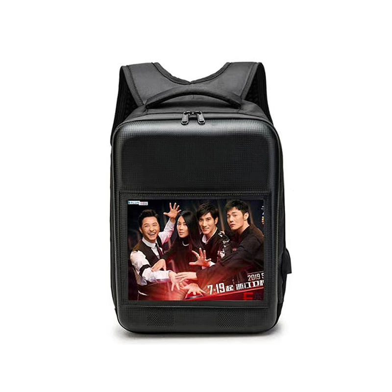 New arrival lcd backpack OEM custom logo smart led screen advertising backpack