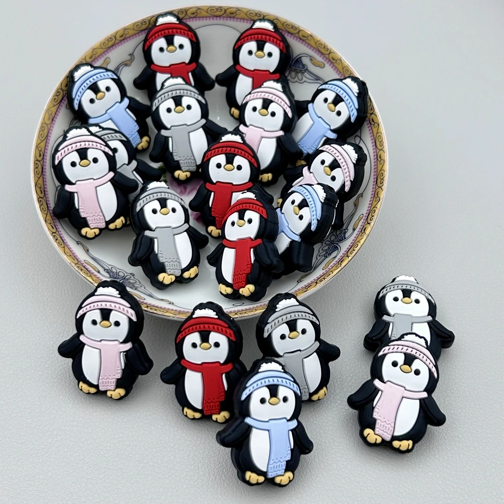 10PC Baby Silicone Bead Penguin Beads Teethe Baby DIY String Pen Bead Nipple Chains Jewelry Accessories Baby Teethe Kawai Gifts