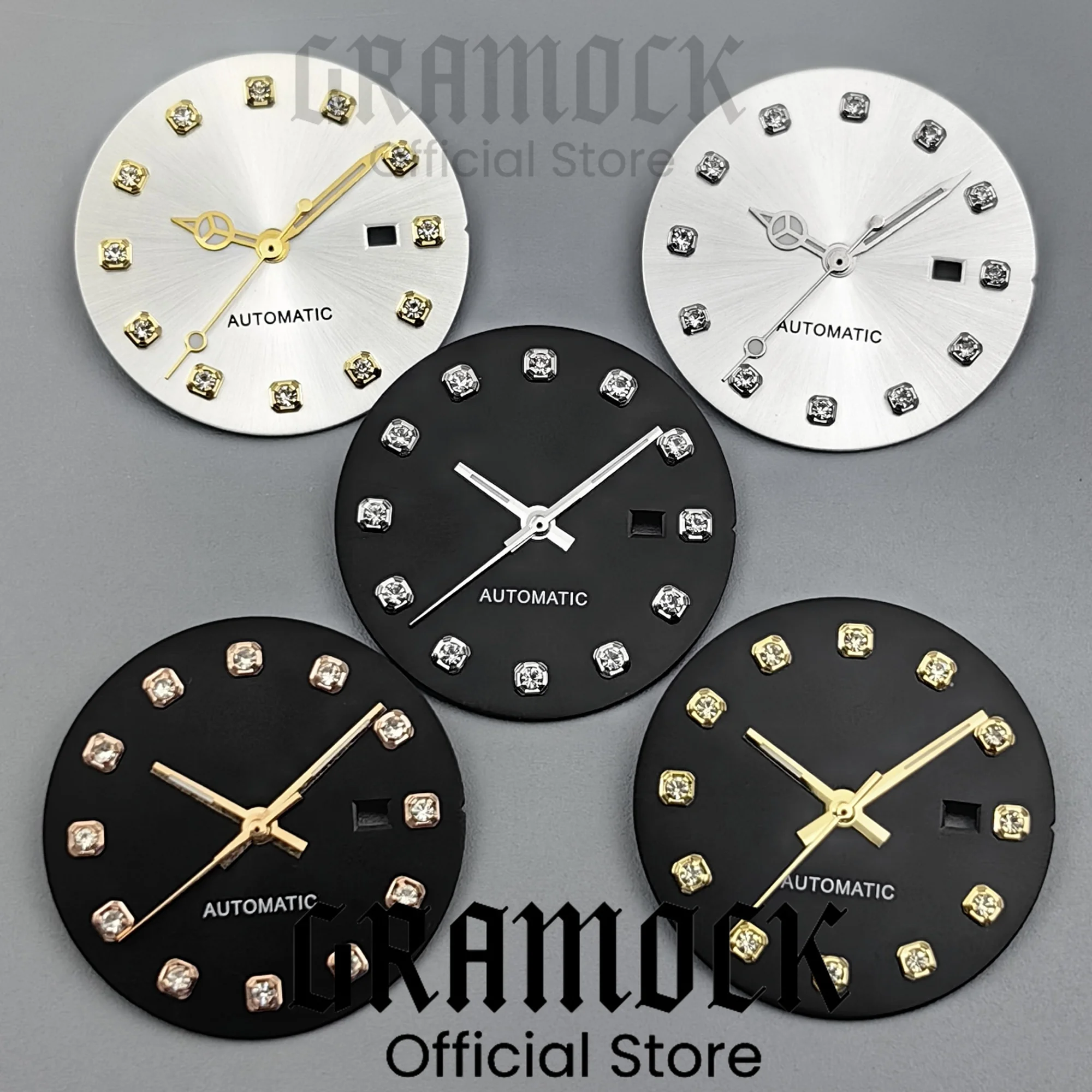 

GRAMOCK 24,5 мм для NH05 NH06 черно-белый циферблат часов стрелки с бриллиантовым индексом матовые/солнцезащитные женские часы модифицированные аксессуары