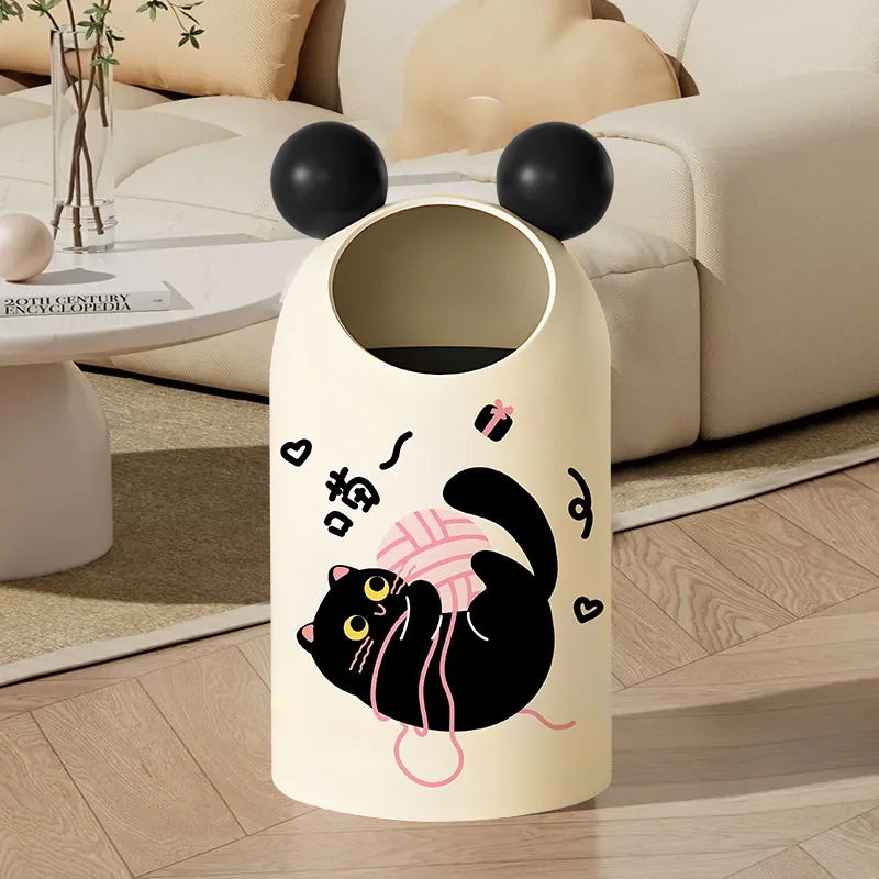 

High value big ears trash can large capacity high quality ins wind personalized bedroom uncovered kitchen living room home
