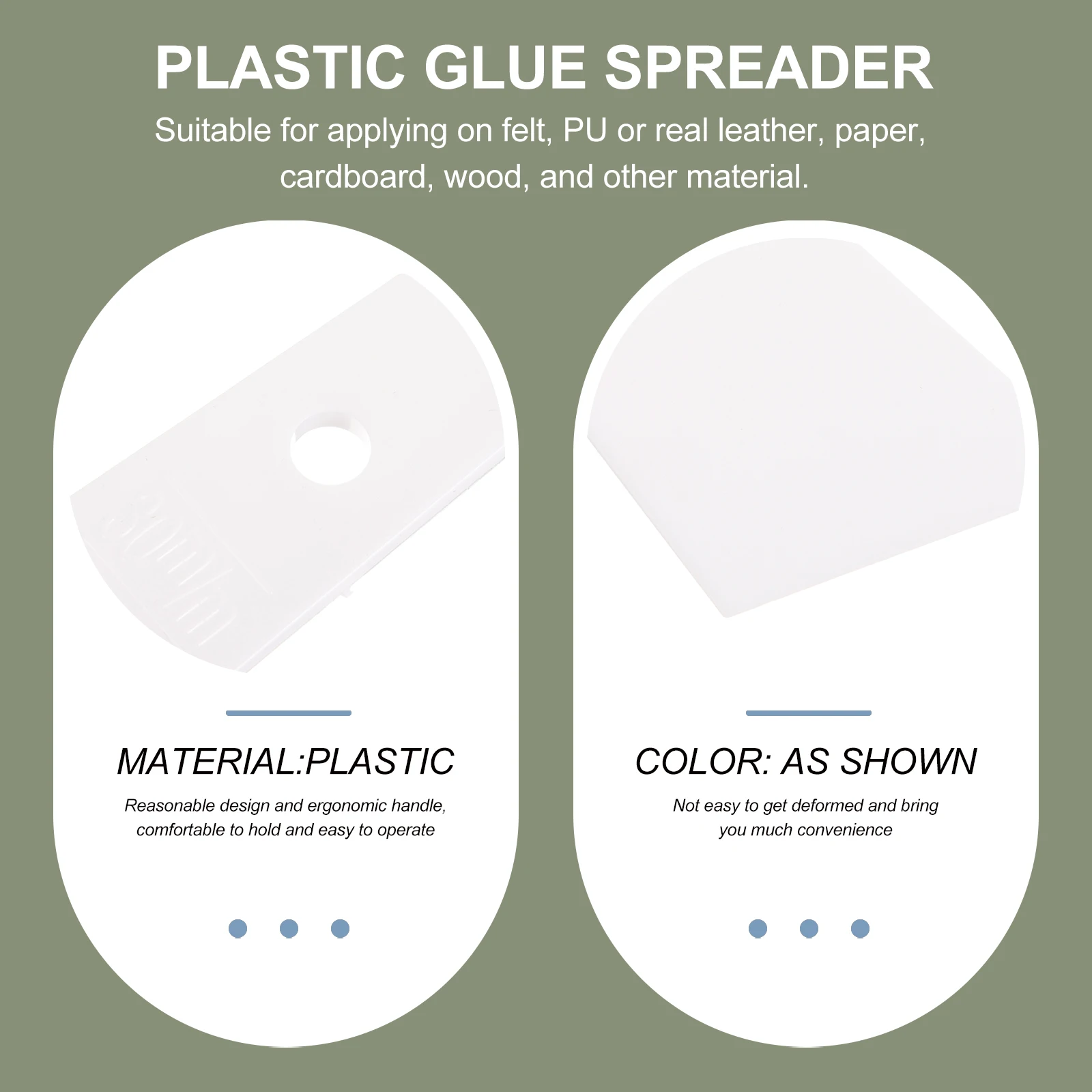 

3pcs Glue Spreader Craft Tools Plastic Smear Applicator for PU Felt Wood Paper Cardboard Durable Ergonomic Handle