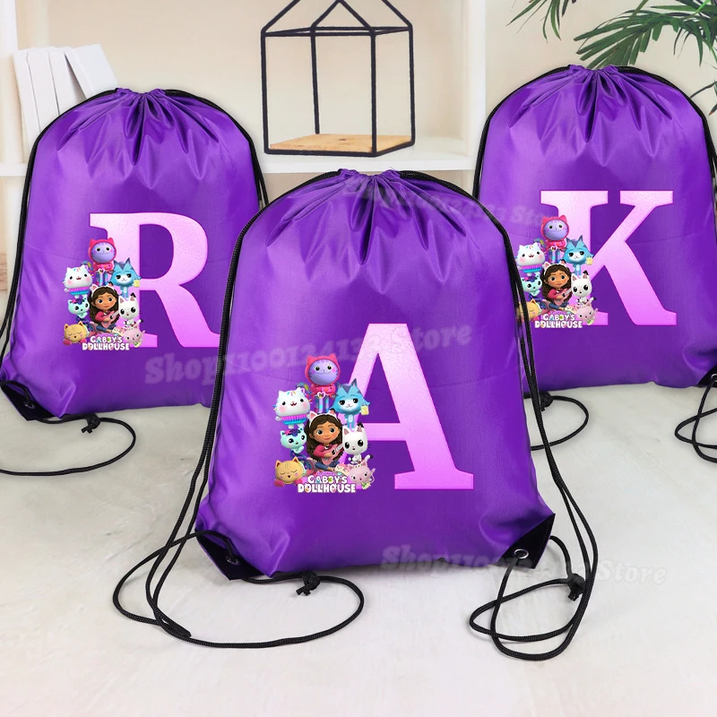 

Dollhouses Gabbyed Woman Drawstring Bag Case Cute Letters A-Z Anime Canvas Print Girl Portable Pocket Kid Party Gift Hand Pouche