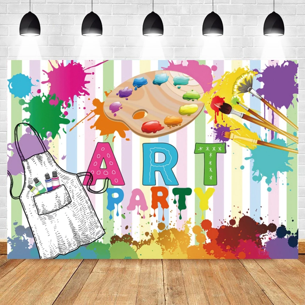Let\'s Paint Theme Slime Party Photography Backdrop Watercolor Graffiti Kid Artist Birthday Party  Art Painting Photo Backgrounds