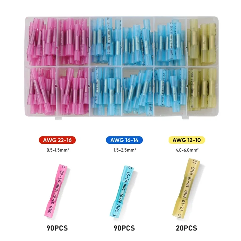 HS-125 Butt Splice Heat Shrink Connectors Crimping Tool 20-10AWG Ratcheting Wire Crimper Pliers