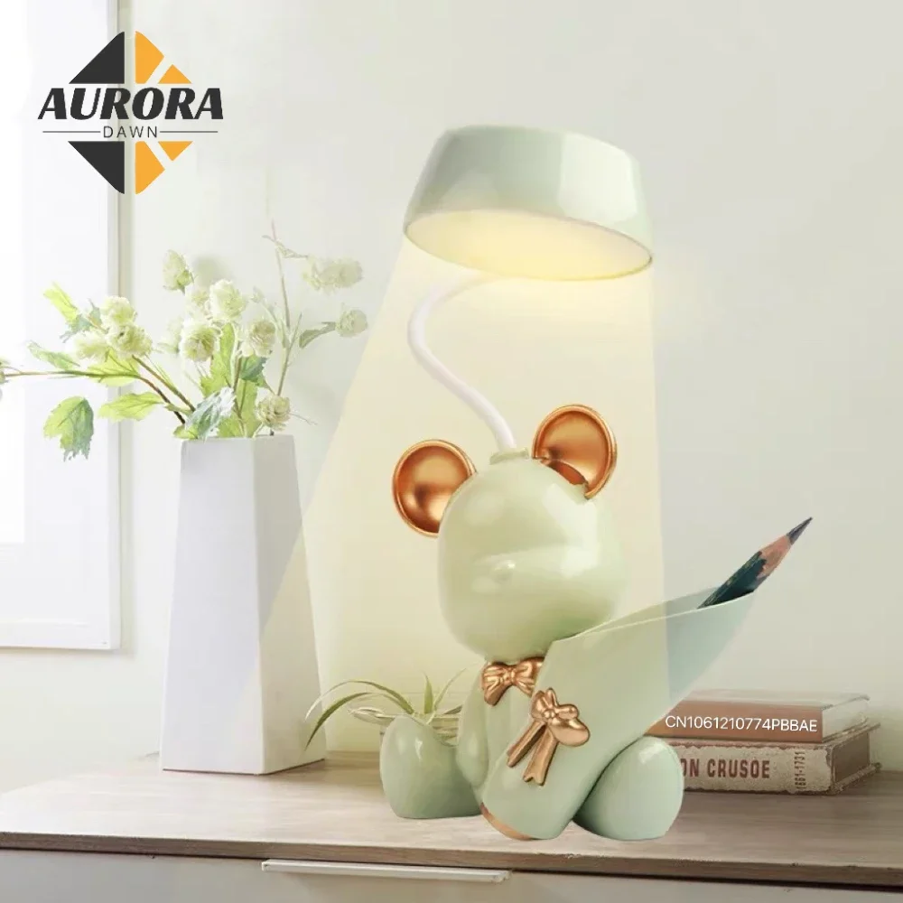 Lampa z lampka nocna z USB LED do wielokrotnego ładowania wielofunkcyjny stół do ochrony oczu oświetlenie biurkowe z obsadka do pióra ucząca się uroczych mięśni brzucha