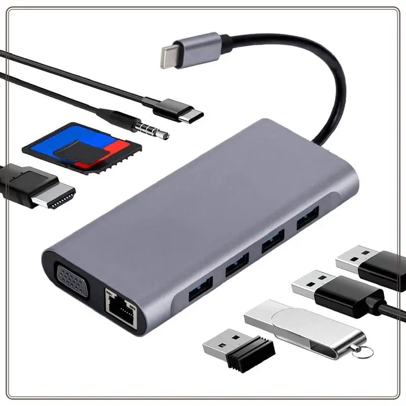 Reliable-USB C Hub Adapter With 4K HD,VGA,USB 3.0,100Mbps RJ45 Ethernet,87W PD For Mac Mini,Mac Pro, Pro,USB C Hub Adapte