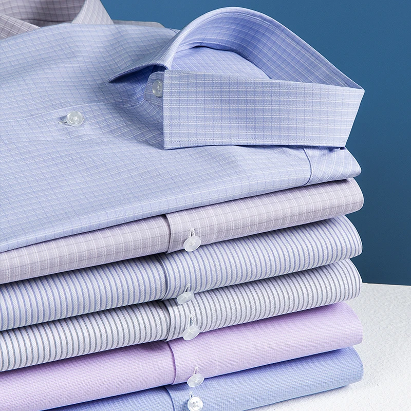 Easy Care Anti-Wrinkle Men Shirt Long Sleeves Dress Shirt Camisa Social Business Shirts Men Casual Long Sleeved White Black Blue