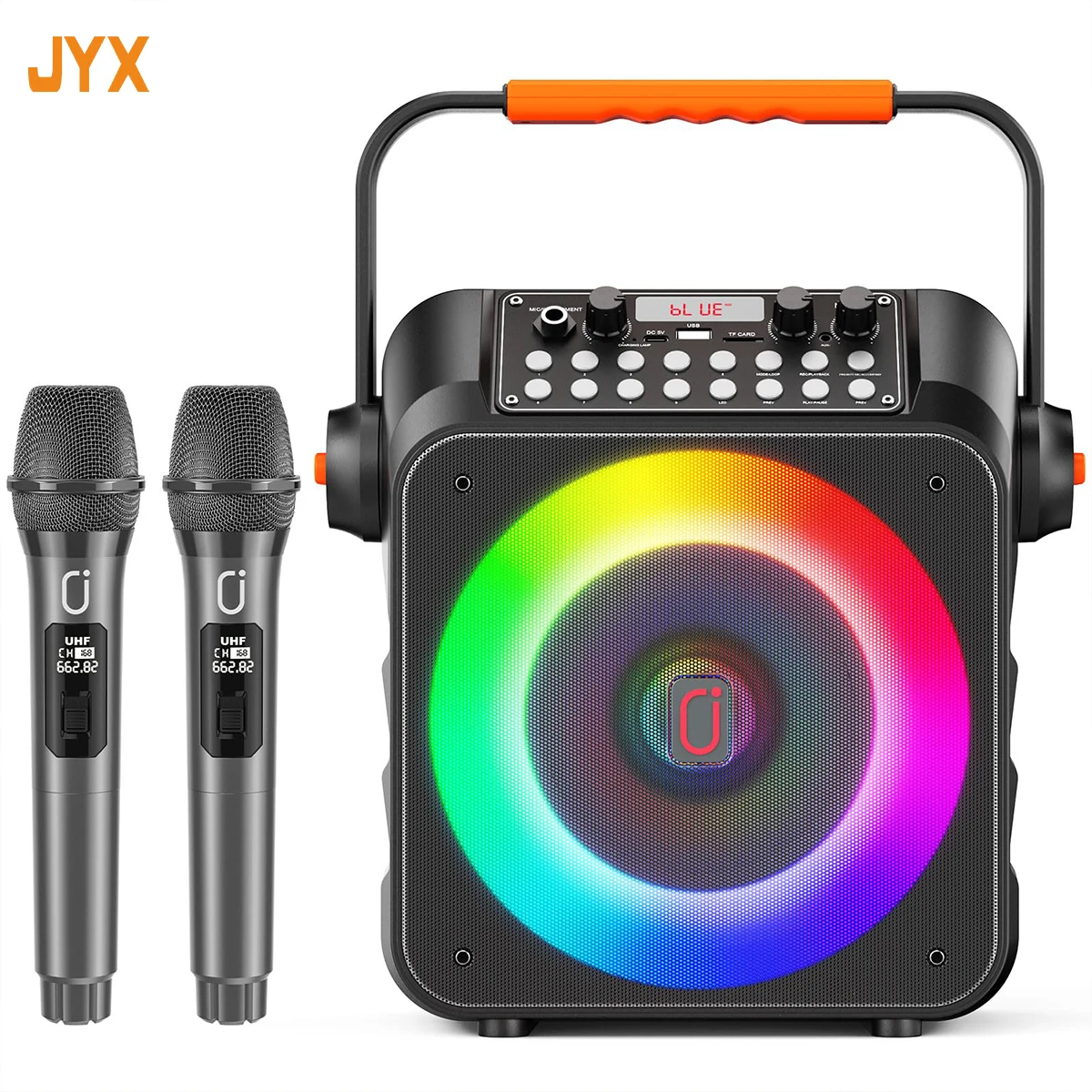 

Jyx Portable Kara Ok Speaker, Bluetooth 5.0 Wireless Outdoor Speaker, U Disk/Tf Card/Bluetooth/Aux Input with Recording Function Loud Party Speaker for Camping, Beach, Garage
