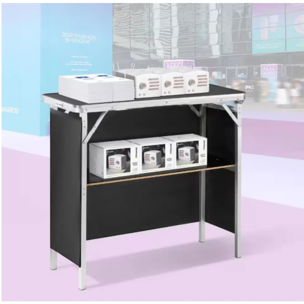 

38.39x15.16x34.25 in. Folding Portable Bar Table, Tradeshow Podium Table for Indoor, Outdoor, Party, Picnic, Exhibition