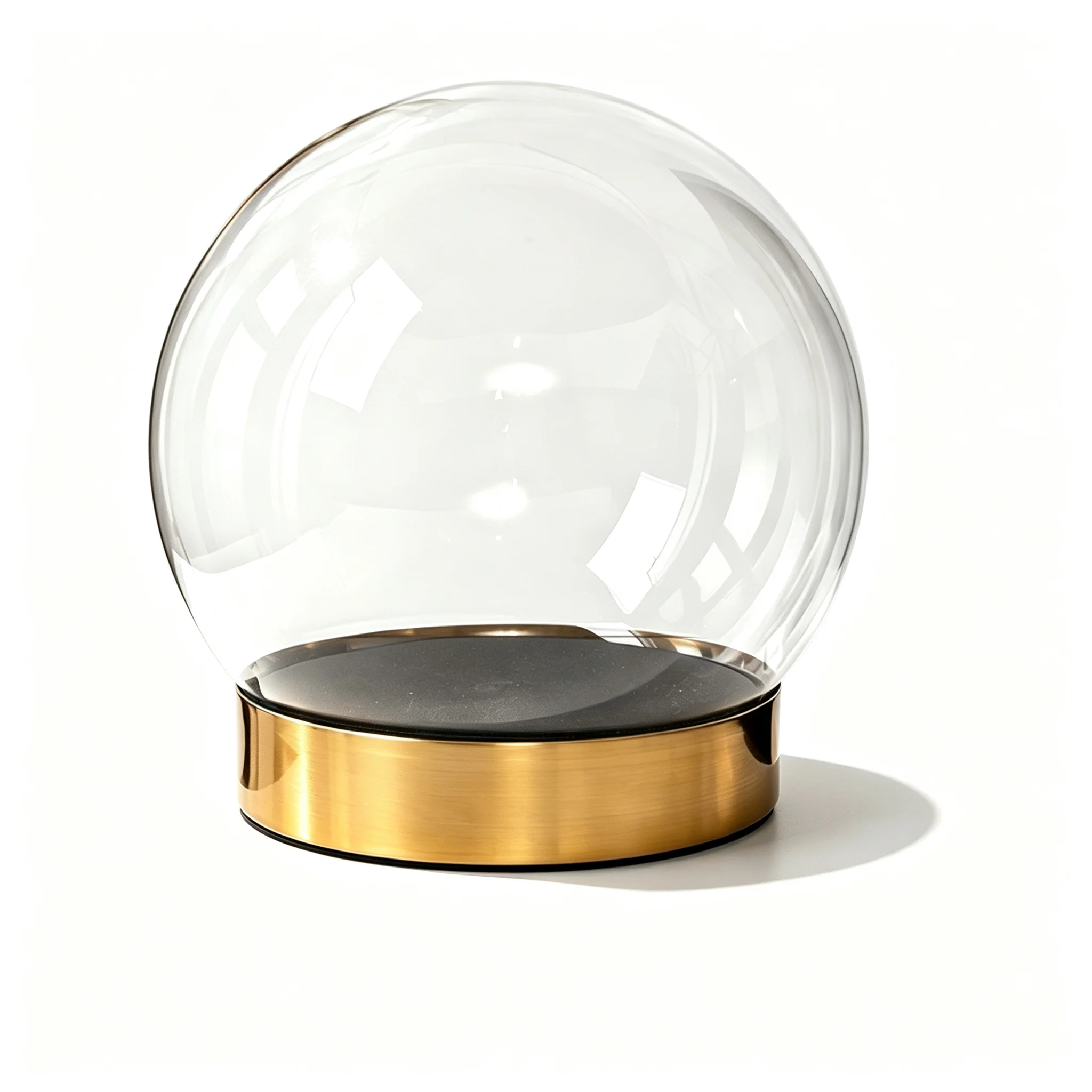 High Borosilicate Glass Snow Globe Dome With Buckle Metal Gold Base Empty Display Cloche For Preserved Flower DIY Craft Gift