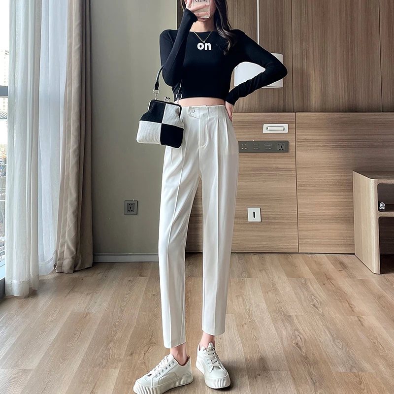 

2025 New Women's nine inch Small leg Suit Pants. Fashionable, Simple, Casual, Versatile Solid Color Pants
