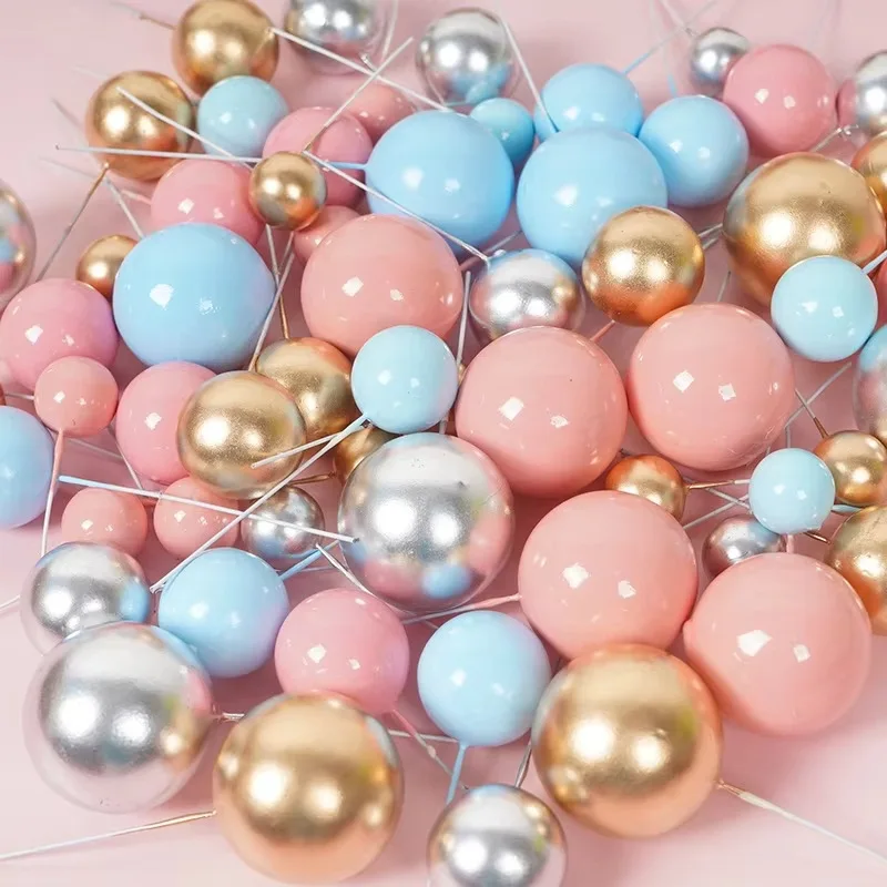 108Pcs Glossy Cake Topper Balls, Metallic Decorations for Bi