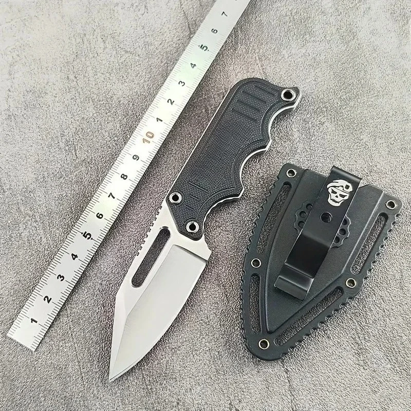 Mini couteau à lame fixe G10 manche 5Cr15MoV lame Camping chasse tactique survie en plein air outil Portable avec gaine en plastique ABS