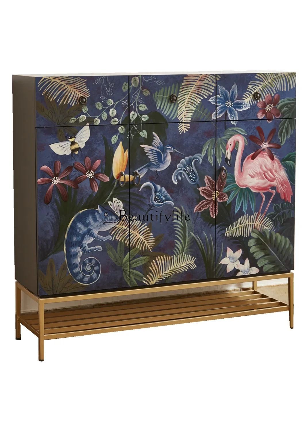 

Light luxury shoe cabinet painted flamingo entry large capacity foyer partition storage entrance cabinet