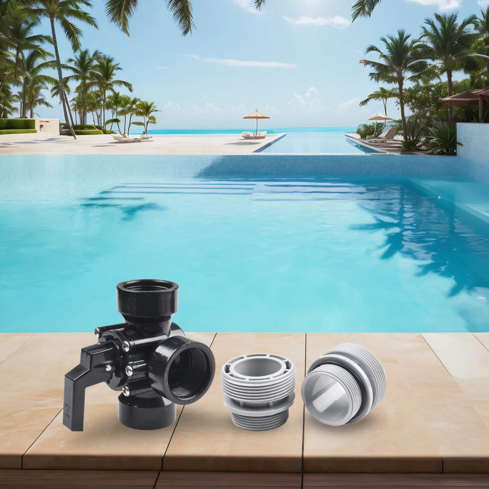 3 Way Valve 3 Way Pool Valve Right Barbed Outlet Shut-off Optimal Structure Diverting Left Male Threaded Opening