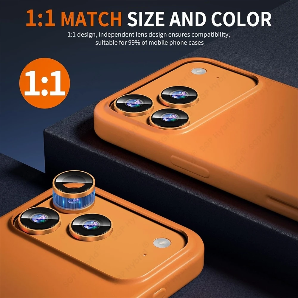 2-3Pcs Aluminium Alloy Ring Camera Protector Cap For 17 Pro Max ProMax AR+AF Tempered Glass HD Lens Film With Mounting Support