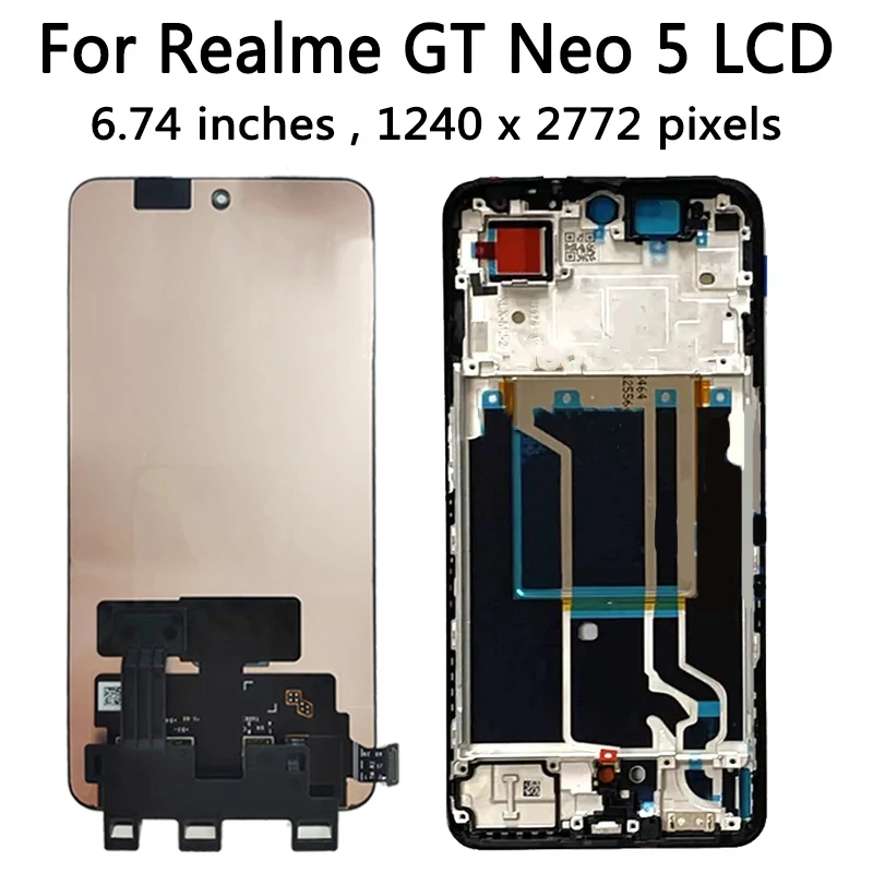 6.74“New AMOLED For Oppo Realme GT Neo 5 RMX3706 LCD Display Screen+Touch Panel Digitizer For Realme GT Neo5 Display