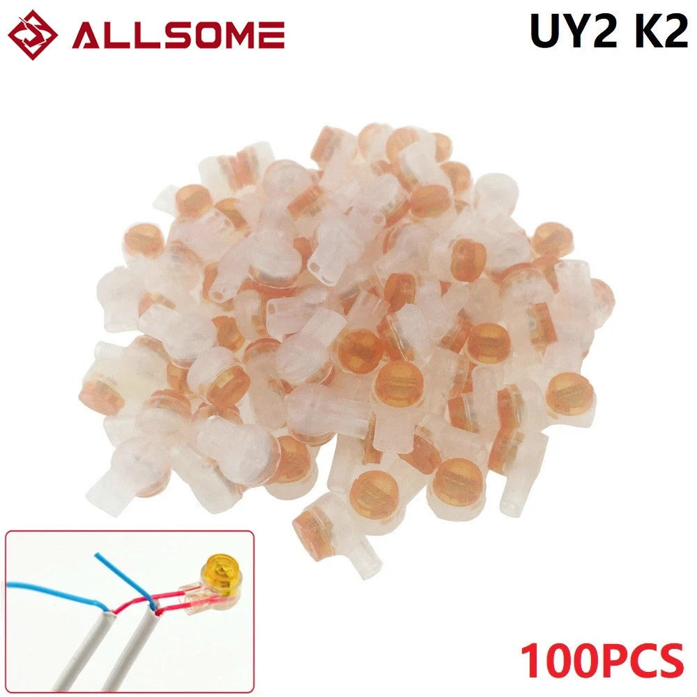 ALLSOME 100Pc Equivalent 3M Scotchlok UY2 K2 K1 Scotchlok Connector Grease Filling Butt Wire Line Terminal For Telephone Network